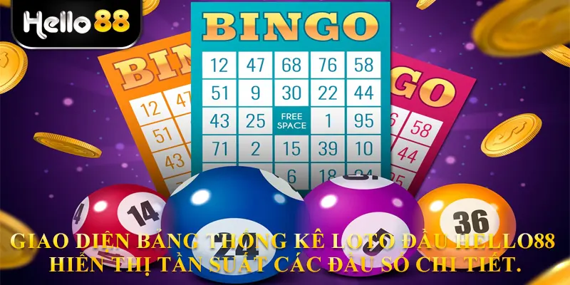 Giao diện bảng thống kê loto đầu hello88 hiển thị tần suất các đầu số chi tiết.